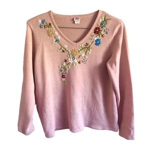 Vintage Light Pink Floral Sweater